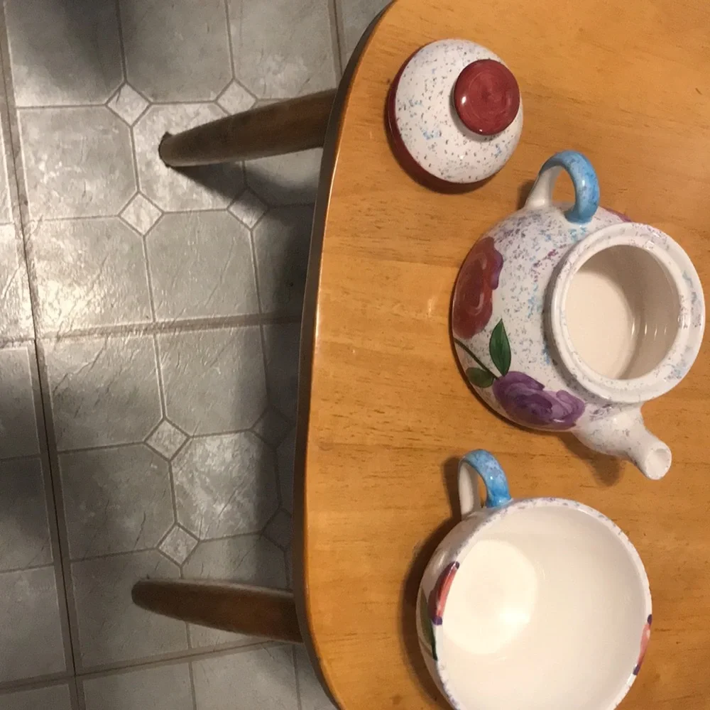 3 pc porcelain Tea for One  teapot n cup - Picture 6 of 9